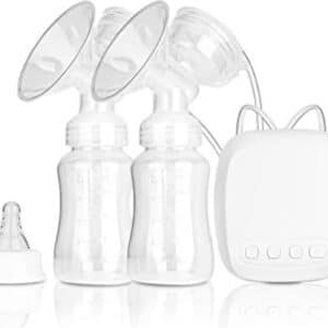 Borstkolf electrisch dubbel - Borstkolf dubbel - fles inbegrepen – draagbaar – stil – USB-poort (wit) - Pak van 2