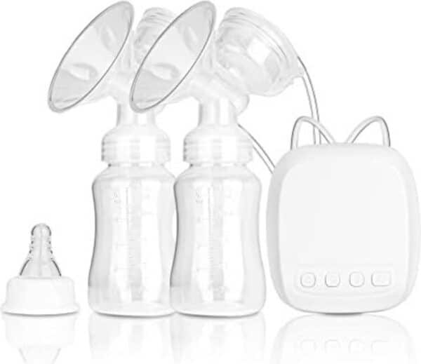 Borstkolf electrisch dubbel - Borstkolf dubbel - fles inbegrepen – draagbaar – stil – USB-poort (wit) - Pak van 2