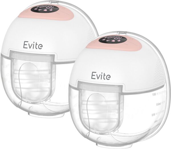 Evite Elektrische Draadloze Borstkolf Nova – Handsfree & Draagbaar – BPA-Vrij – Dubbele Borstkolf - Met E-Book – Wit & Roze