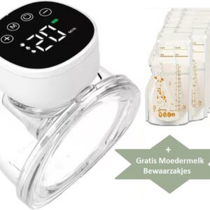 Draagbare borstkolf - Handsfree borstkolf - 1 Stuk - Electrische Borstkolf - Breast Pump - 3 Modes - Massagemodus - Zuigmodus - Pompmodus - 9 Niveau's - Elektrische Draadloze Borstkolf - Gratis Bewaarzakjes - Moedermelk - Cadeau