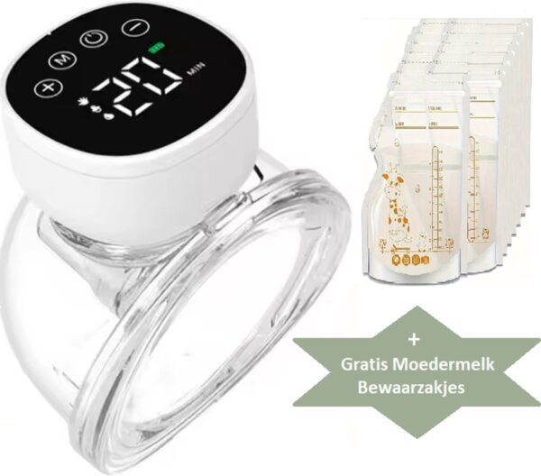 Draagbare borstkolf - Handsfree borstkolf - 1 Stuk - Electrische Borstkolf - Breast Pump - 3 Modes - Massagemodus - Zuigmodus - Pompmodus - 9 Niveau's - Elektrische Draadloze Borstkolf - Gratis Bewaarzakjes - Moedermelk - Cadeau