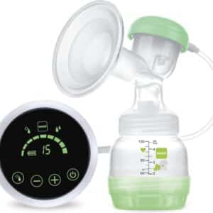 2-in-1 borstkolf, handmatig en elektrisch, met 2 babyflesjes en bewaarbekers, groen
