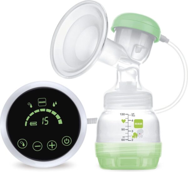 2-in-1 borstkolf, handmatig en elektrisch, met 2 babyflesjes en bewaarbekers, groen