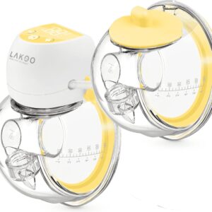 Lakoo® Hands-Free borstkolf – borstkolf electrisch dubbel - Borstkolf - Dubbele elektrische handsfree borstkolf – Draagbaar - Transparant/Geel - inculsief Gratis E-book