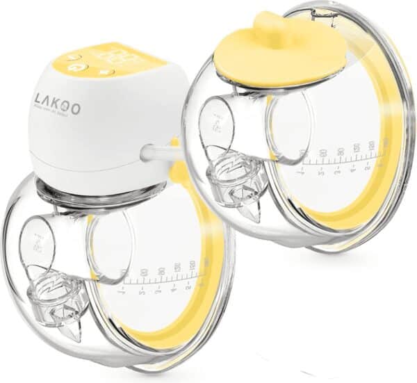 Lakoo® Hands-Free borstkolf – borstkolf electrisch dubbel - Borstkolf - Dubbele elektrische handsfree borstkolf – Draagbaar - Transparant/Geel - inculsief Gratis E-book