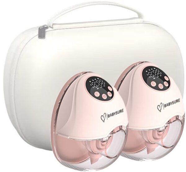 BabySure - Slim Met Sensor Elektrische Draadloze Borstkolf – Handsfree, Draagbaar en BPA-Vrij – Dubbele Kolf in Stijlvol Roze voor Ultiem Comfort en Gemak