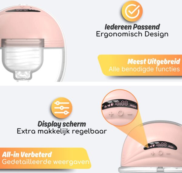 Elektrische Draadloze Borstkolf – Handsfree & Draagbaar – BPA-Vrij – Borstkolf Kolfapparaat - 12 Instelbare Niveaus - Handsfree Breast Pump - Handkolf Borstvoeding - Roze