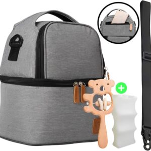 Lunozy® Kolftas – koeltas moedermelk– babyfles koeltas – luxe koeltas – 3 laags geïsoleerd – blijft tot 10 uur koel – Schoudertas & rugtas – luiertas - voor borstkolf + TWEE koelelementen en baby speeltje
