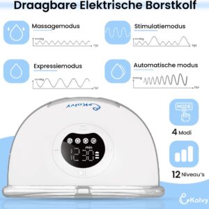 Kolvy® Air Draadloze Elektrische Borstkolf – Handsfree & Draagbaar – BPA-Vrij – Dubbele Borstkolf – Met E-book – Inclusief Moedermelk Bewaarzakjes