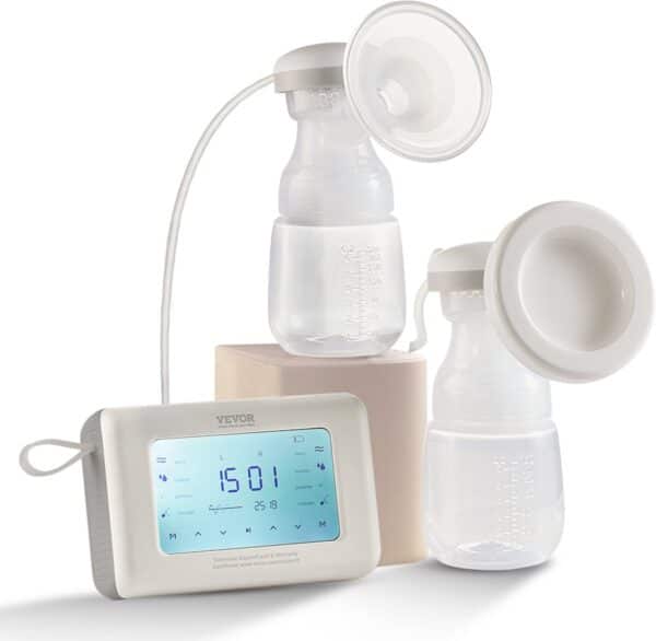 VEVOR Elektrische Dubbele Borstkolf – 9.45 W – 180 ml PP Melkfles – 4 Modi en 9/15 Niveaus – Geschikt voor Borstvoeding onderweg