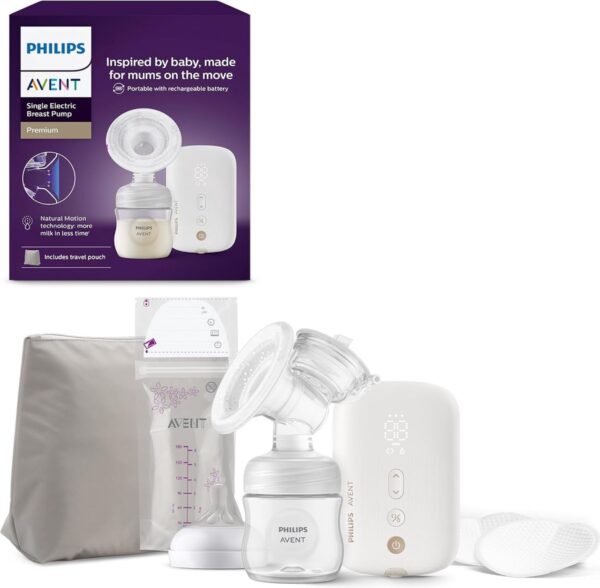 Philips Avent enkele elektrische borstkolf, ziekenhuissterkte, stille en oplaadbare motor voor een discrete ervaring, waar je ook bent, reistasje, model SCF396/31