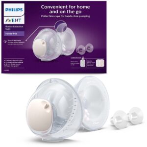 Philips Avent Dubbele Opvangcups – Handsfree Kolven | Ultralicht & Draagbaar | SkinSense Siliconen voor Comfortabele Pasvorm | Transparante Cups voor Optimale Controle SCF439/01