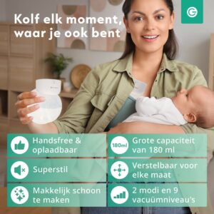 Handsfree Borstkolf - Elektrisch - Draadloze - 9 Standen - 2 Modes - 3 Maten - Kolfapparaten - BPA-Vrij - Borstvoeding - Baby Spullen - Breast Pump Electric - Met Accessoires Tepelmaat, Stofkap, Opvangbeker, BH Gesp - Moedermelk - Wit - Silvergear