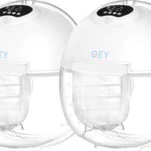 QEY Elektrische Draadloze Borstkolf – Handsfree & Draagbaar – BPA-Vrij – Dubbele Borstkolf - Incl 3 Extra Maten & 30 Moedermelk Bewaarzakjes - Wit