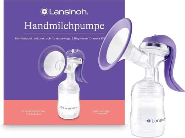 Lansinoh handmatige borstkolf - lichte en stille borstkolf voor onderweg - met Easy-Express handvat voor moeiteloos kolven - verstelbare 2-ritmustechnologie