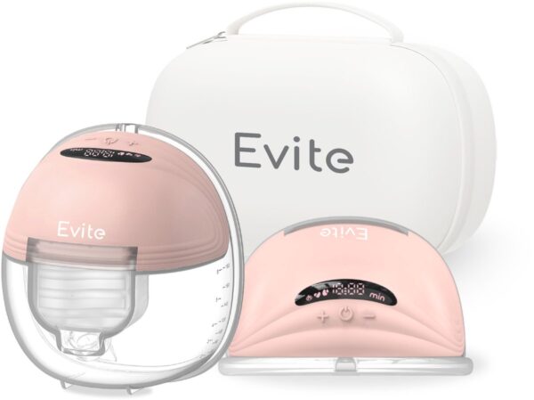 Evite Elektrische Draadloze Borstkolf Slim – Handsfree & Draagbaar – BPA-Vrij – Dubbele Borstkolf – Met E-Book - Inclusief Tas - Roze