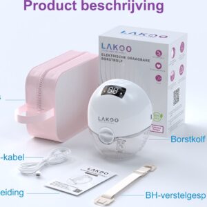 LAKOO PRO Borstkolf - Elektrische Draadloze – Handsfree en Draagbaar – BPA-Vrij