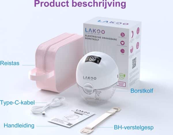 LAKOO PRO Borstkolf - Elektrische Draadloze – Handsfree en Draagbaar – BPA-Vrij
