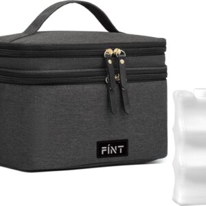 FÍNT® Luxe Kolftas & Koeltas voor Moedermelk – 12u Koeling – Voor Onderweg & Borstkolf – Inclusief Koelelement – Zwart – Baby Koeltas Thermisch