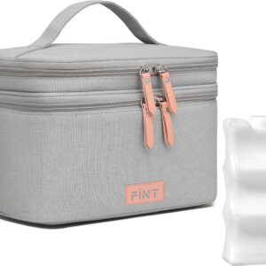 FÍNT® Luxe Kolftas & Koeltas voor Moedermelk – 12u Koeling – Voor Onderweg & Borstkolf – Inclusief Koelelement – Grijs – Thermotas voor Babyflesjes