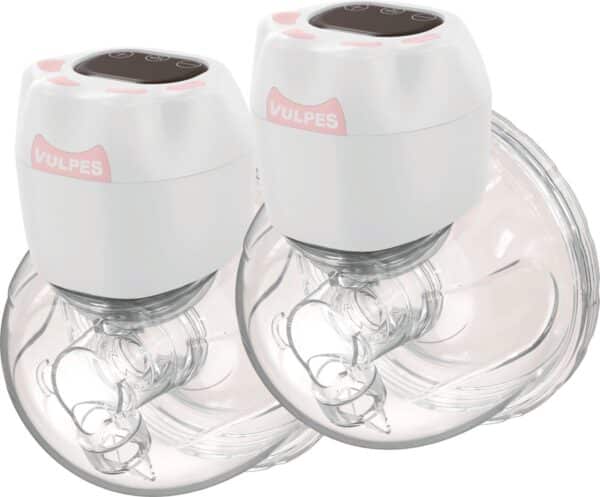 Vulpes Goods® BabyCare - Handsfree Borstkolf - Elektrische Draadloze Borstkolf – Dubbele Elektrische Kolf - Draagbaar - 2 Stuks - Incl. 60 Moedermelkbewaarzakjes, Borstvoeding informatie, Reistas & Borstschildverkleiners