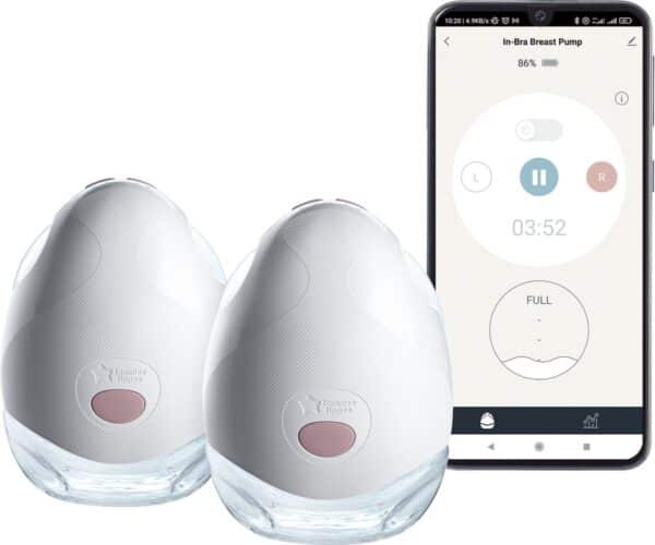 Tommee Tippee - Dubbele elektrische draagbare borstkolf - handsfree borstvoedingspomp in de beha - draagbaar, 1 massage- en 8 express-modi - batterijduur van 4 uur