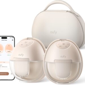 eufy Baby S1 Pro Draagbare Borstkolf – Breast Pump – Verwarmingstechnologie voor Meer Comfort – Draagbare Oplaadhouder – App-bediening – Gepersonaliseerd Slim Ritme