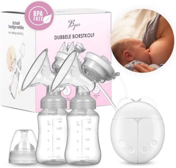 BYER Elektrische Dubbele Borstkolf Kolfapparaat - Luxe Comfort Kolfset - 2X Babyfles/Kolf - 100% BPA-Vrije Borstpomp - 150 ml