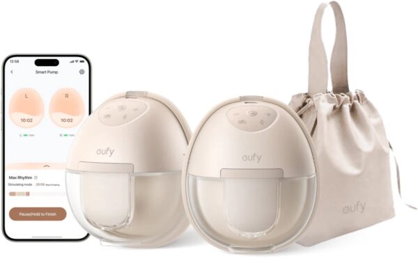 eufy Baby S1 Draagbare Borstkolf – Breast Pump – Verwarmingstechnologie – App-bediening – Slim Ritme – Zuigkracht van Ziekenhuiskwaliteit – Discreet, Lekvrij en Ultra-stil