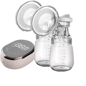 Fuegobird Elektrische Borstkolf - Dubbel Hoofd Elektrische Borstkolf - 100% BPA Vrije Borstkolf - Oplaadbare Batterij - 2x180ml Babyflessen - Roze