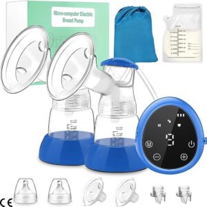 Dubbele Elektrische Borstkolf Set met Accessoires - Stille Draagbare Borstpomp met LED-Display, Melkzakken, Fles en Transporttas - 3 Modi en 9 Standen