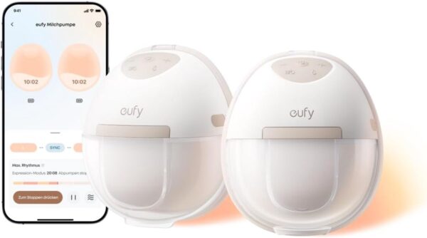 eufy Heated Wearable Breast Pump E20, 3 warmtestanden, handsfree borstkolf met HeatFlow™, geoptimaliseerd ritme via app, zuigkracht van ziekenhuiskwaliteit, lekvrij, slank en stil voor gebruik in de beha