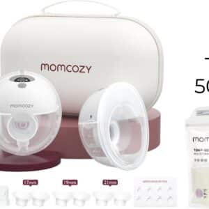 Momcozy M5 Handsfree Borstkolf - 2 stuks - Inclusief verschillende borstschild inserts - Met 50 bewaarzakjes voor moedermelk - Elektrisch - Grijs