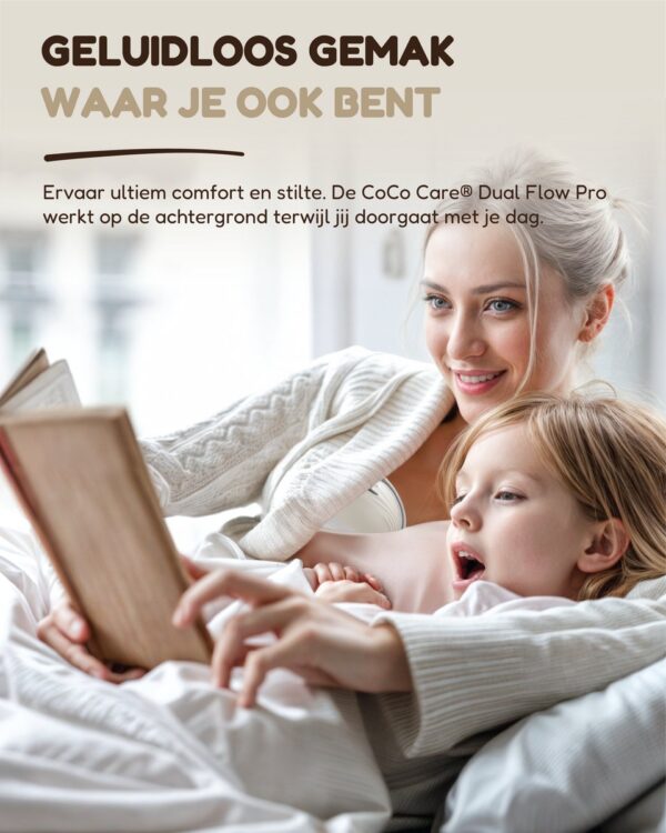 CoCo Care Dual Flow Pro 2025 - Slimme Dubbele Draadloze Borstkolf - BPA-Vrij - Geluidloos, Herbruikbaar & Handsfree - Inclusief Babyflesje & 30 Melkbewaarzakjes - Beige
