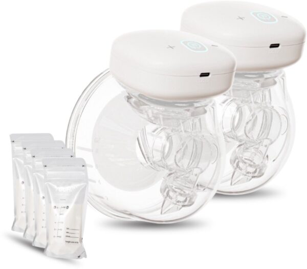Youha Elektrische Dubbele Draadloze Borstkolf - Handmatig bedienbaar - BPA-vrij - Handsfree - Maat: 24mm - Handmatig Bedienbaar - Voor Borstvoeding - Inclusief E-book - Set van 2 - Inclusief 50 bewaarzakjes voor moedermelk