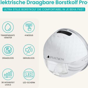 Draagbare Elektrische Borstkolf - Handsfree – BPA-Vrij - Incl. 10 moedermelk bewaarzakjes, Borstvoeding informatie, Bewaartasje & Borstschildverkleiners - PRO+ versie