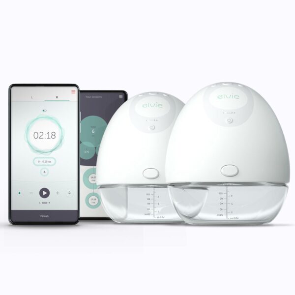 Elvie Pump Dubbele Elektrische Borstkolf - Draagbaar - Hands-free - Geluidsloos - Incl. 4 flessen