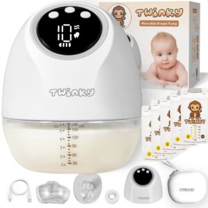 Twinky® Borstkolf NOLA – Volledige Kolfset Incl. 5x Moedermelk Bewaarzakjes – Handsfree, Geluid- & pijnloos, BPA Vrij