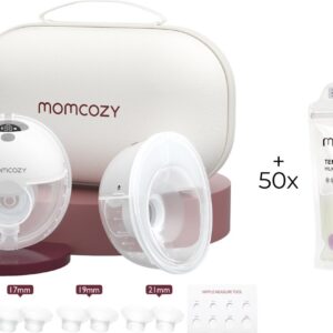 Momcozy M5 Handsfree Borstkolf - 2 stuks - Inclusief verschillende borstschild inserts - Met 50 bewaarzakjes voor moedermelk - Elektrisch - Grijs