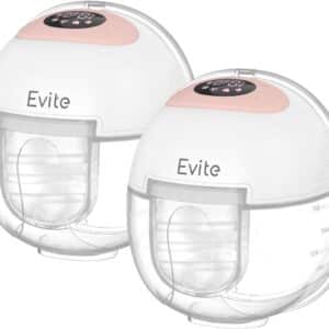 Evite Elektrische Draadloze Borstkolf Nova – Handsfree & Draagbaar – BPA-Vrij – Dubbele Borstkolf - Met E-Book – Wit & Roze