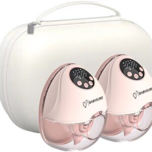 BabySure - Slim Met Sensor Elektrische Draadloze Borstkolf – Handsfree, Draagbaar en BPA-Vrij – Dubbele Kolf in Stijlvol Roze voor Ultiem Comfort en Gemak