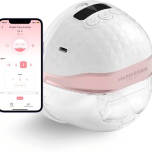Vulpes Goods® BabyCare - Elektrische Draadloze Borstkolf - Handsfree & Draagbaar - met APP bediening - BPA-Vrij - Incl. Borstschildverkleiners, 30 Moedermelk Bewaarzakjes, Reistas & Kolfdagboek - PRO V2