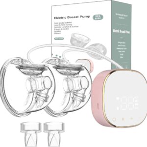 Handsfree Borstkolf – Handkolf 45db – Elektrische Borstkolf met 3 Modes – 2 Stuks – Breast Pump met USB-Charge – Draadloos met LED-Display – Pijnloos - Borstkolf Electrisch Dubbel – BPA-Vrij - Zwart/Roze