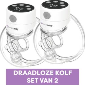Easybaby® Dubbele Elektrische Borstkolf - Draadloos, Handsfree en Draagbaar - Fluisterstil - Digitaal Display - Sterke Zuigkracht - BPA Vrij - Set van 2