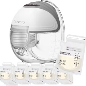 Foresta handsfree borstkolf met 12 moedermelk bewaarzakjes - Draadloze elektrische borstkolf electrisch - Grijs