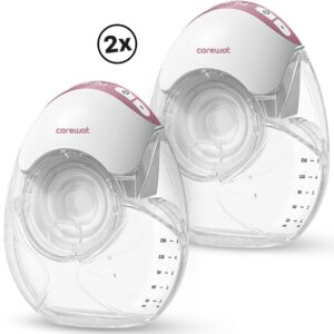 Carewat® Flow Max Borstkolf – Dubbele Elektrische Borstkolf – Handsfree & Draadloos borstkolven – BPA-vrij – Fluisterstil – Snelladen via USB-C – 12 Niveaus – Tire Lait - Breast Pump