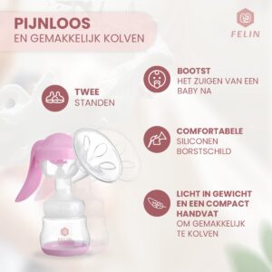 Felin Handkolf - Borstkolf - Handmatige Kolf - BPA Vrij - Inclusief 180 ml babyfles en Speen