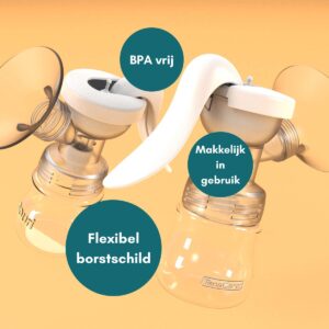 TensCare Nouri Pump - Handmatige Borstkolf met 2 Zuigniveaus | BPA-vrij - Zacht en Flexibel Borstschild