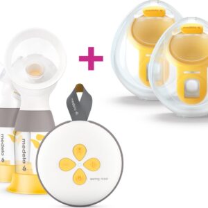 Medela Swing Maxi Borstkolf Set + 2 Stuks Hands-free Opvangcups | Dubbele Elektrische Borstkolf met 24 mm & 21 mm Borstschilden